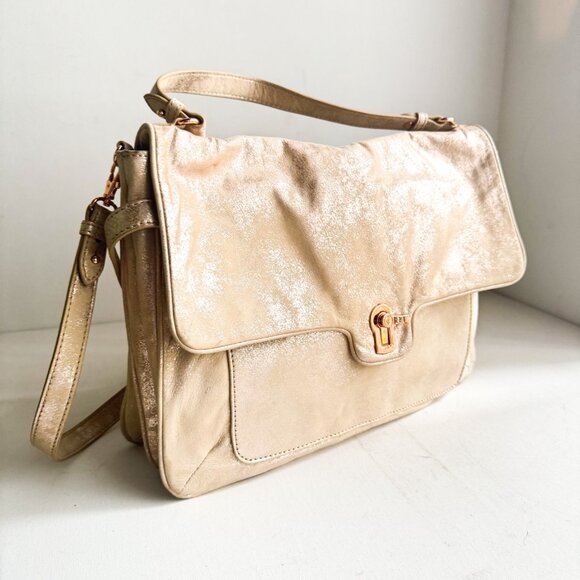 Juicy Couture Nude Beige Metallic Finish Crossbody Leather Bag - Picture 7 of 7